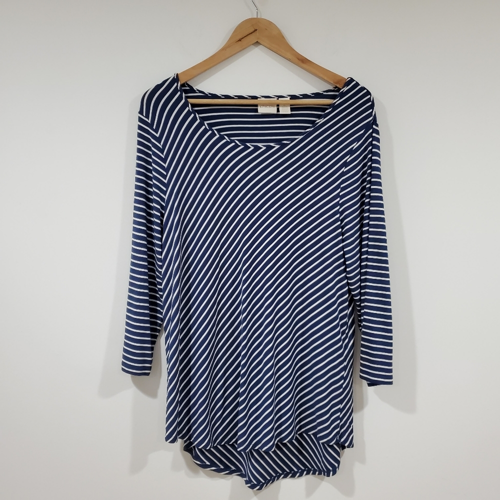 Chico's Diagonally Striped Top Women's Size L